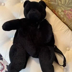 Mango | Bags | Black Plush Bear Backpack | Poshmark display picture 3